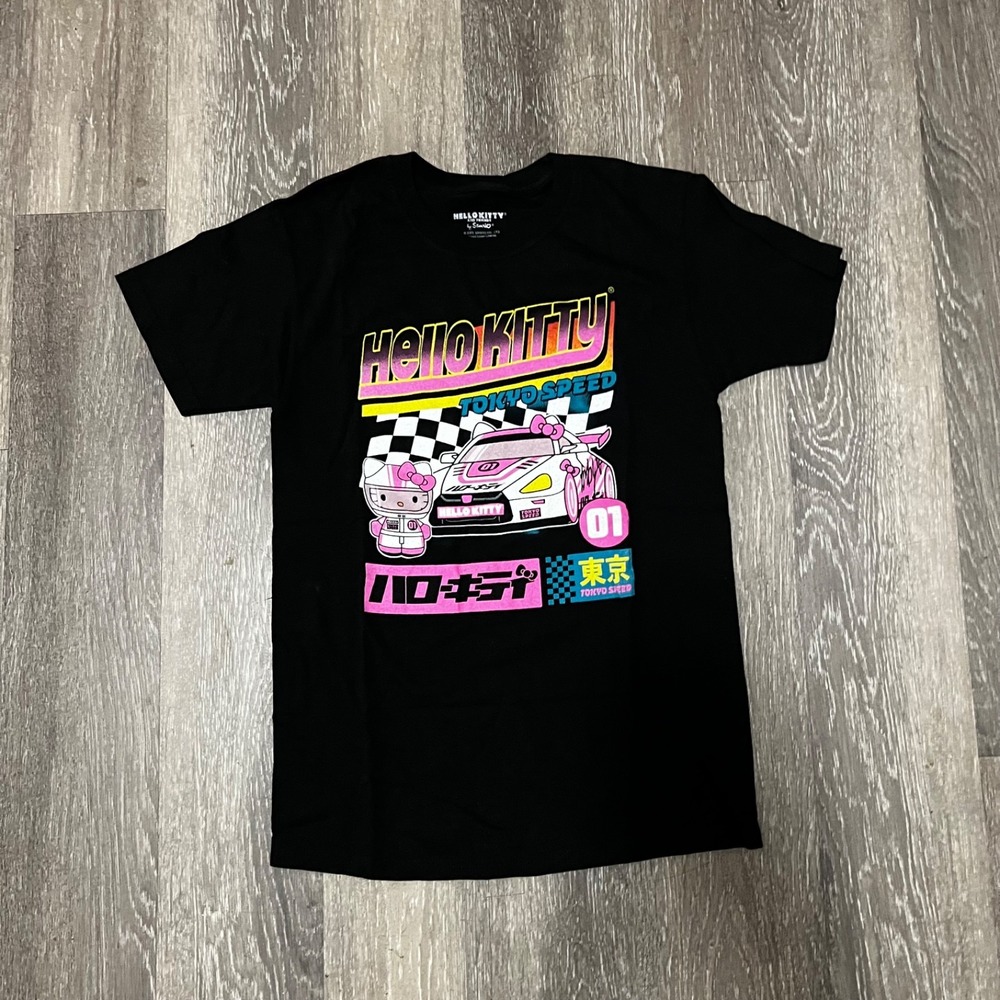 Hello Kitty Sanrio Nascar Tokyo Speed Japanese Shirt Black Pink Racing
